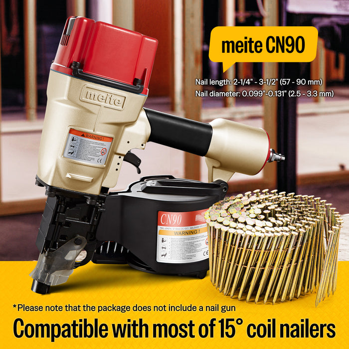 3-1/4'' x 0.131'' Coil Siding Nails - Galvanized Smooth Shank