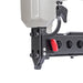Detailed view of metal muazzle of the meite USA 440KB 18Ga 1/4'' Crown Pneumatic Upholstery stapler in white background