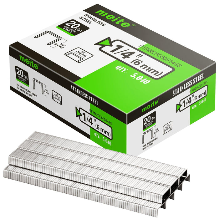 20Ga 1/2" Crown 304 Stainless Steel Fine Wire Staples 1/4" to 1/2" Length