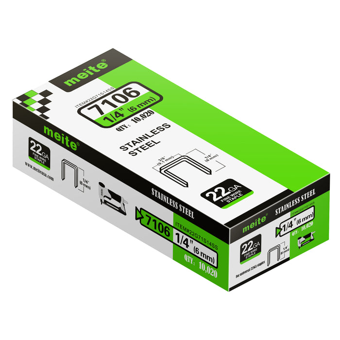 22Ga 3/8" Crown 304 Stainless Steel Fine Wire Staples 1/4" to 1/2" Length