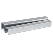 Two strips of Meite USA 20 gauge 1/2" crown galvanized upholstery staples displayed on a clean white background