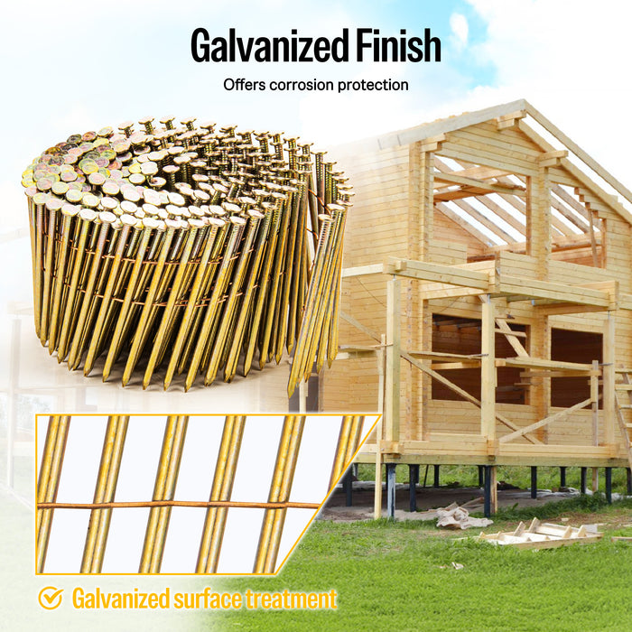3-1/4'' x 0.131'' Coil Siding Nails - Galvanized Smooth Shank