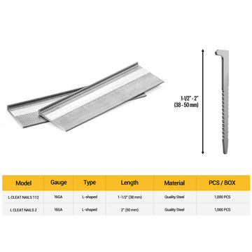 L-cleats vs staples vs finish nails for hardwood flooring installation diagram