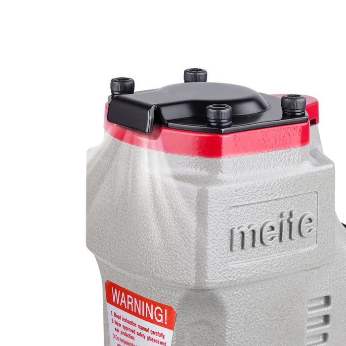 Close-up of the top housing of the meite USA 440KB 18Ga 1/4'' Crown Pneumatic Upholstery stapler , showing the exhaust outlet.