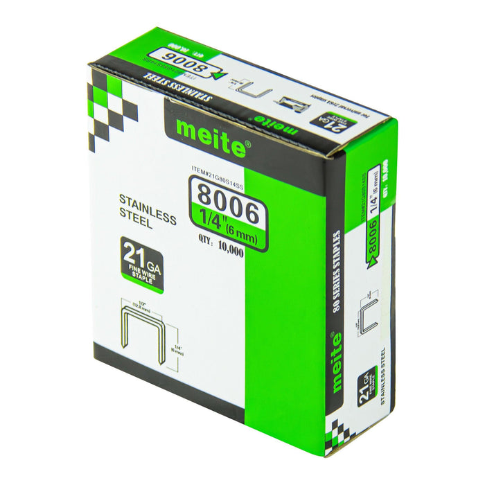 21Ga 1/2" Crown 304 Stainless Steel Fine Wire Staples 1/4" to 1/2" Length