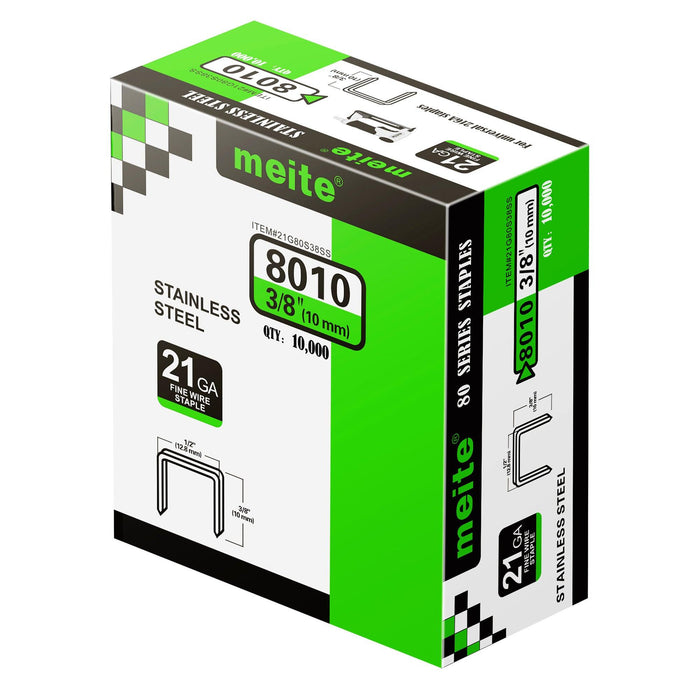 21Ga 1/2" Crown 304 Stainless Steel Fine Wire Staples 1/4" to 1/2" Length