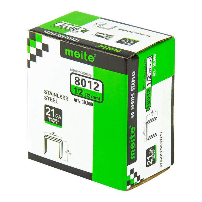 21Ga 1/2" Crown 304 Stainless Steel Fine Wire Staples 1/4" to 1/2" Length