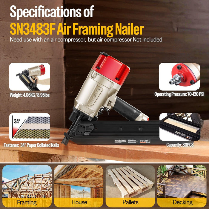 SN3483F 30 Degree Pneumatic Framing Nailer