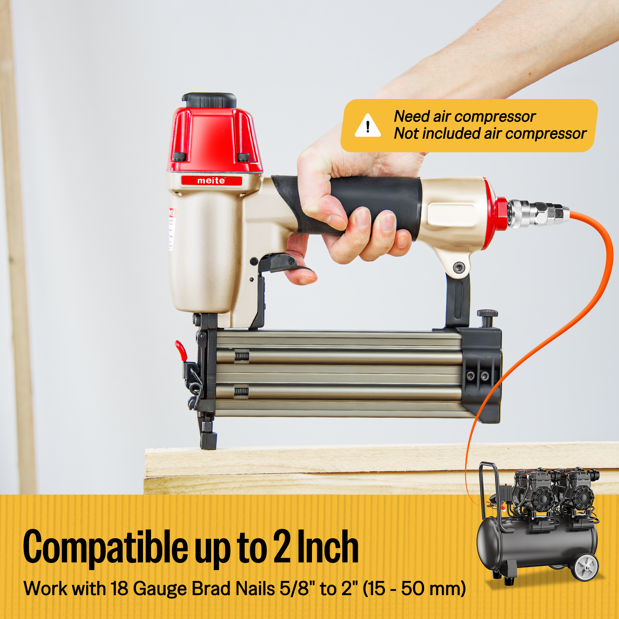 Meite USA F50C 18Ga Pneumatic Brad Nailer | Trim & Carpentry