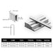 Size information of Meite USA 20 Gauge 1/5'' crown 4J Series galvanized upholstery staples