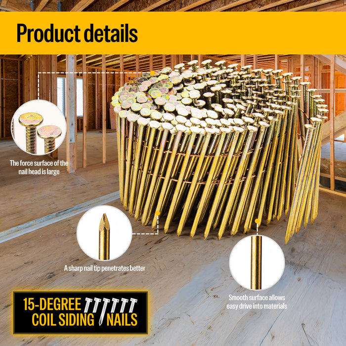 3-1/4'' x 0.131'' Coil Siding Nails - Galvanized Smooth Shank