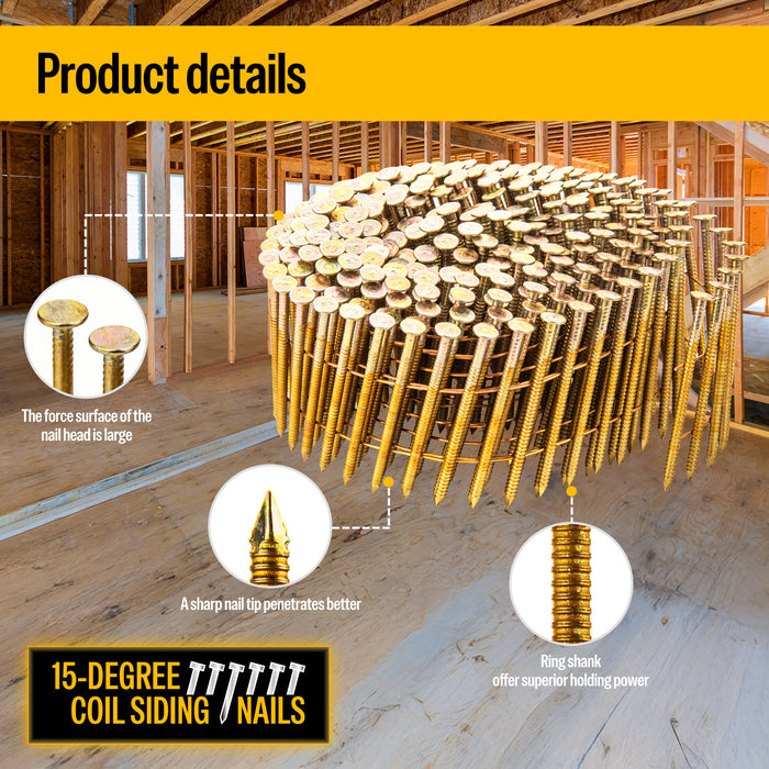 2'' to 3'' Coil Siding Nails - Electro Galvanized Ring Shank