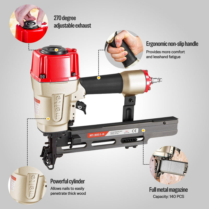 MT-N851-H 16Ga Pneumatic Upholstery Stapler 7/16" Crown - Single or Contact Firing