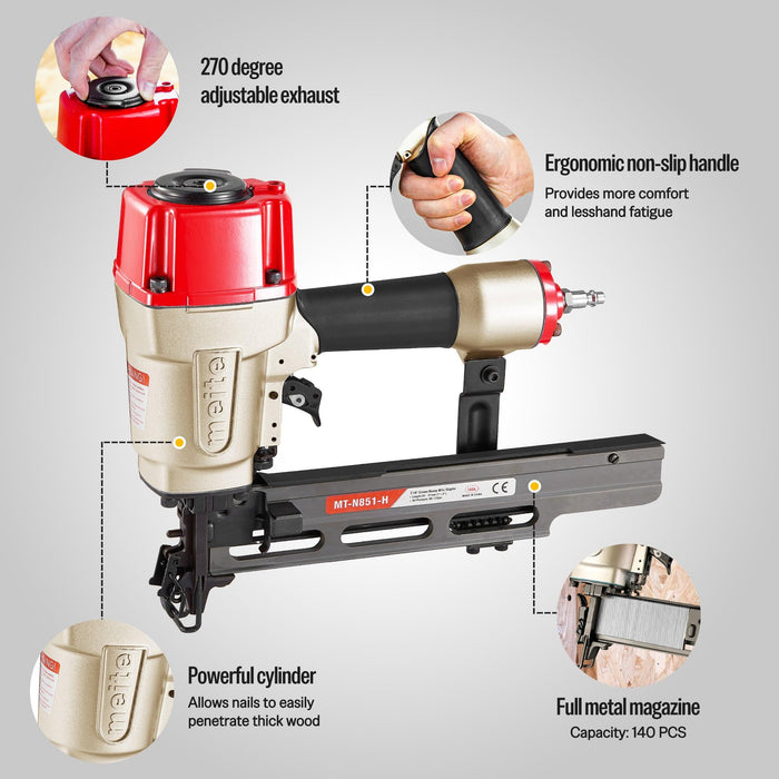 MT-N851-H 16Ga Pneumatic Upholstery Stapler 7/16" Crown - Single or Contact Firing