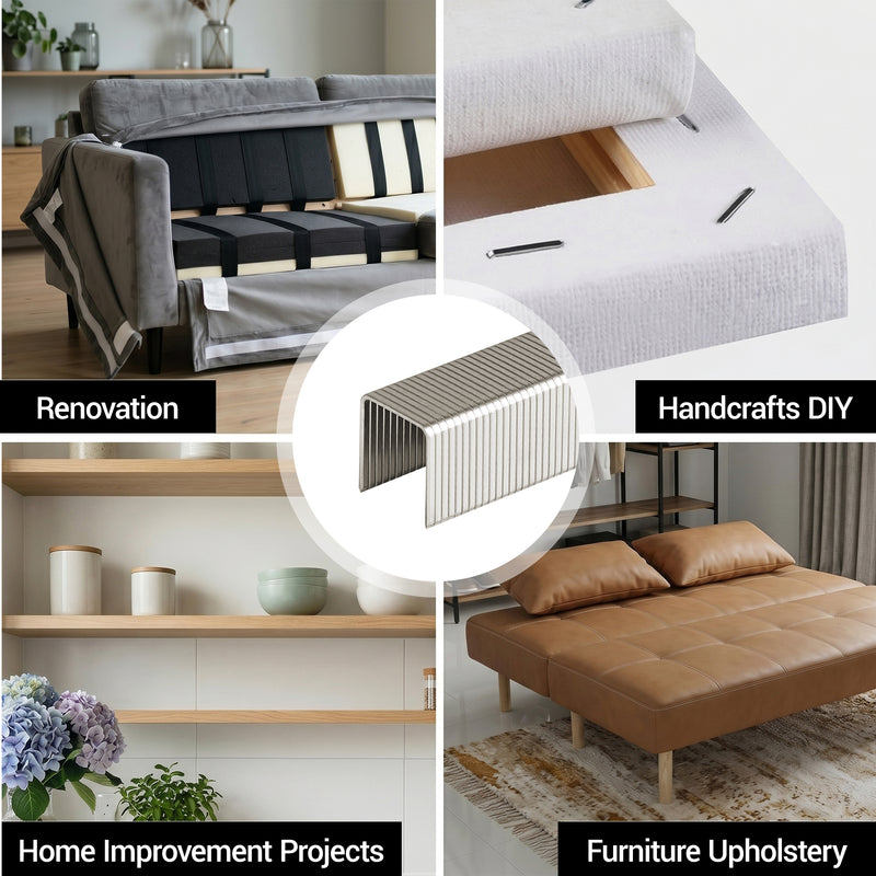 Application of meite USA 22GA 3/8'' crown 304 stainless steel upholstery staples such as picture frames, chair, furniture, handicrafts, sofa, fabric, etc.