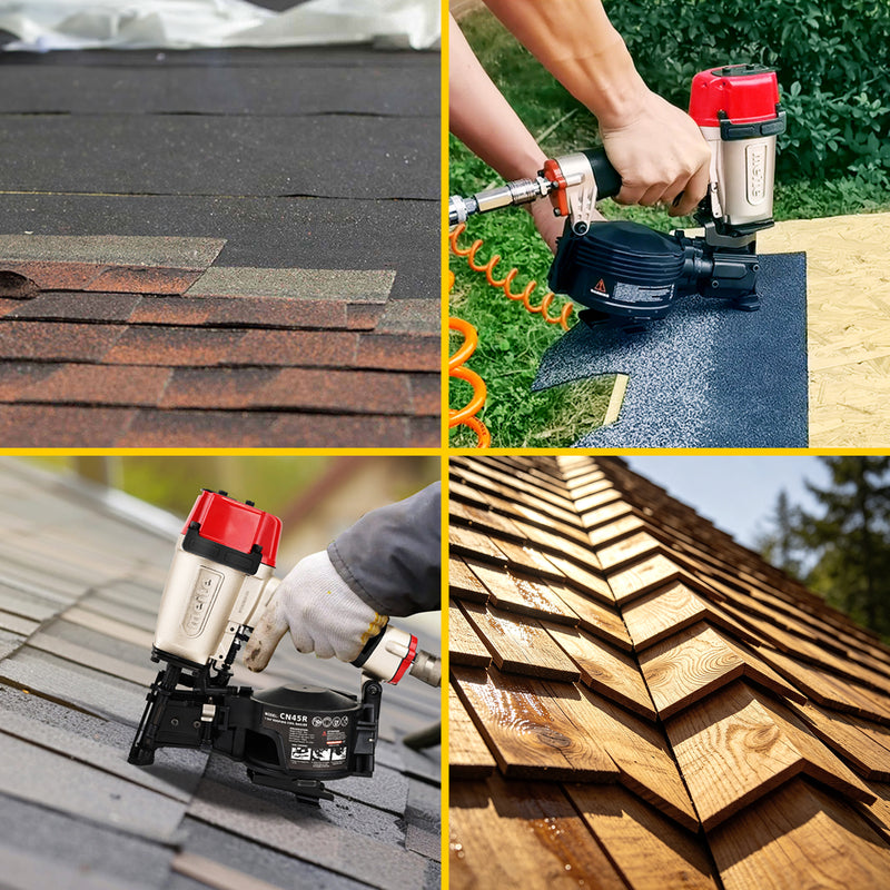 Application of meite USA CN45R Pneumatic Coil Roofing Nailer like roofing