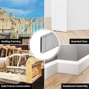 Applications of meite USA 18 gauge 1/4" narrow crown staples, like baseboard, board trim, upholstery etc.