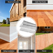 Applications of Meite USA 14 gauge concrete T nails, like wood, concrete, siding installation, fences, foor jambs stc,.