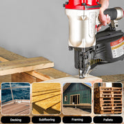 Applications of meite USA CN65 2-1/2'' Pneumatic Coil Siding Nailer, like decking, framing, pallets, subflooring.