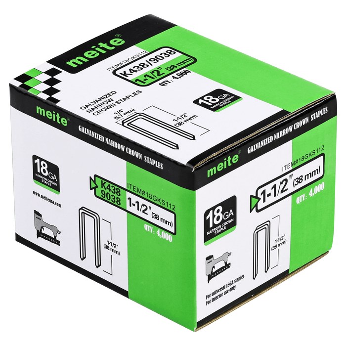 18 Gauge 1/4" Crown 1/2" to 1-1/2" Length Medium Wire Staples - MEITE USA