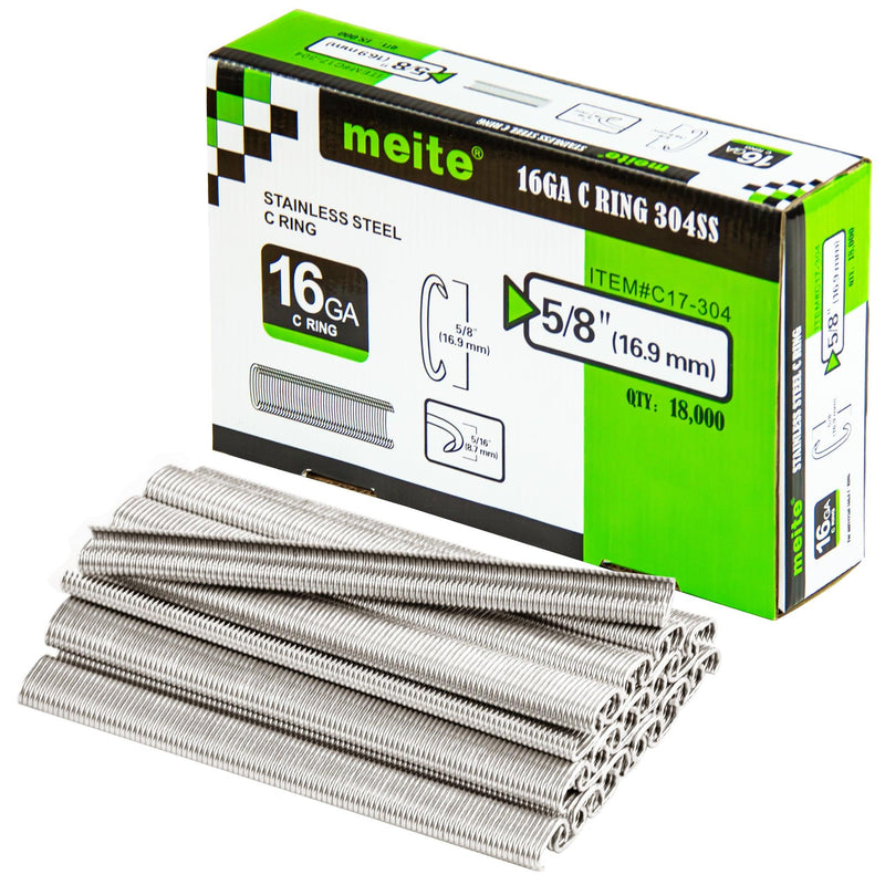 16Ga 1/2" Crown 304 Stainless Steel Hog Rings