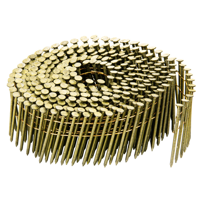 1-1/4'' to 3'' Coil Siding Nails - Bright Yellow Coating Ring Shank