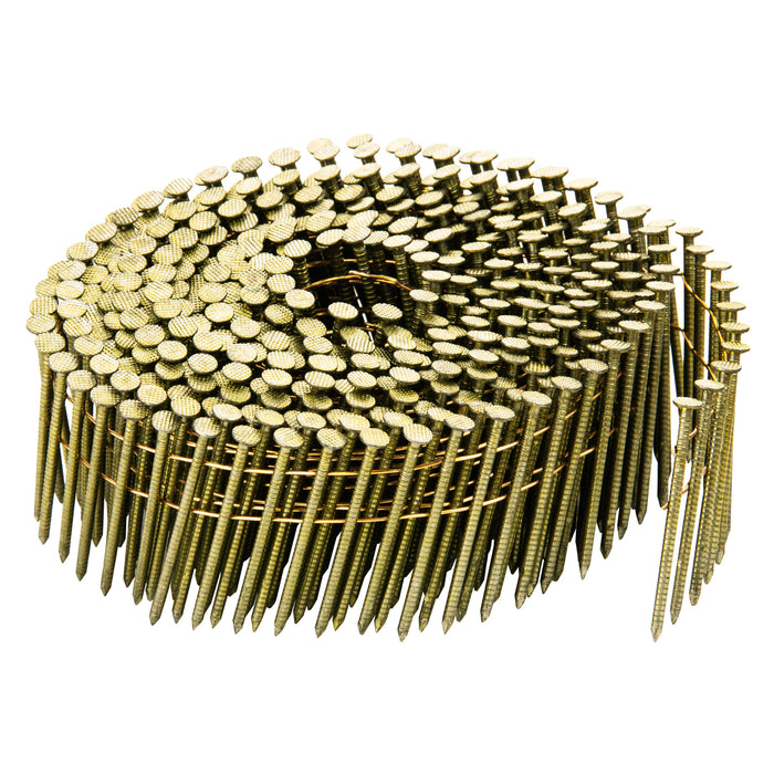1-1/4'' to 3'' Coil Siding Nails - Bright Yellow Coating Ring Shank