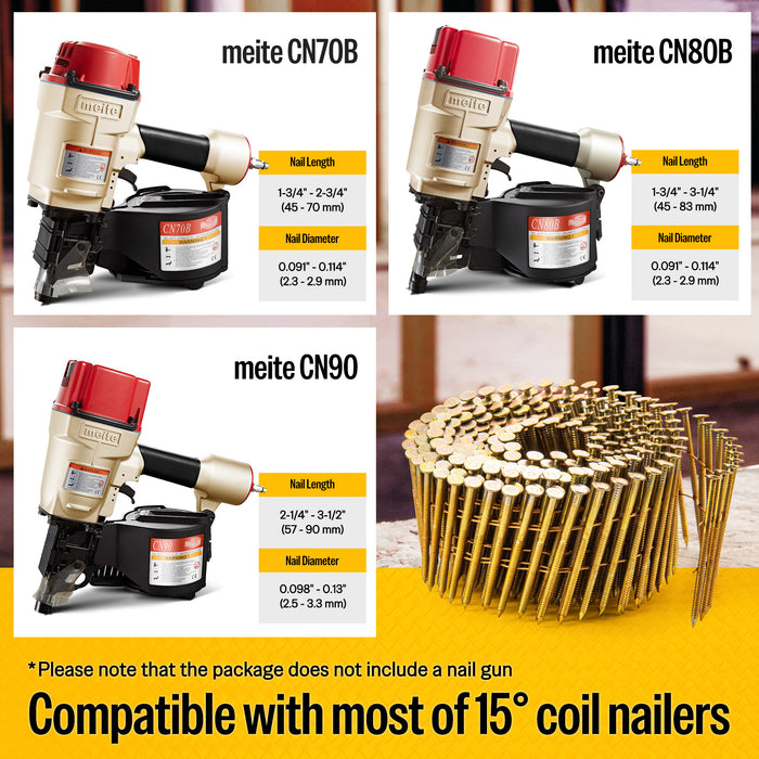 2'' to 3'' Coil Siding Nails - Electro Galvanized Ring Shank