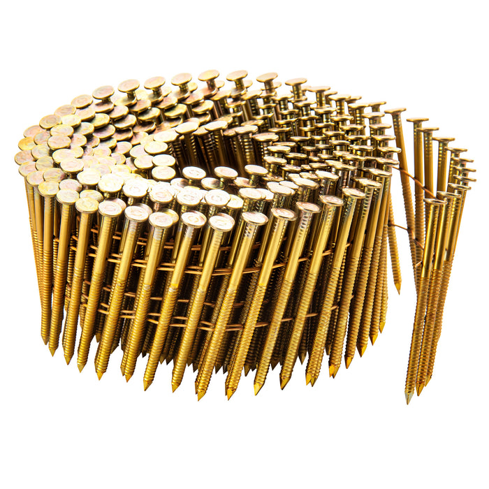 Meite USA 2 3/8 inch length ring shank coil siding nails displayed in a single roll on a white background 