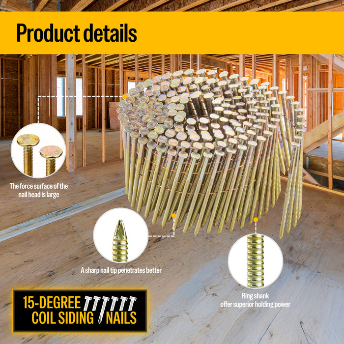 2'' to 3'' Coil Siding Nails - Electro Galvanized Ring Shank