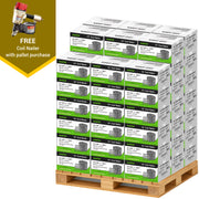 Meite USA 3 1/4 inch length ring shank coil siding nails, a full pallet with 60 boxes at 2400 pieces per box, displayed with included coil siding nailer on a white background