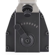 Close-up of meite USA HB3518 carton stapler depth adjustment on a white background, showing detailed control of stapling depth for precise box sealing