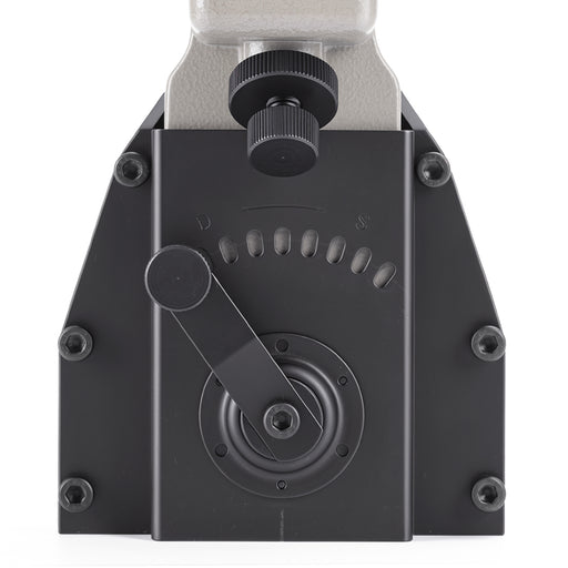 Close-up of meite USA HB3518 carton stapler depth adjustment on a white background, showing detailed control of stapling depth for precise box sealing