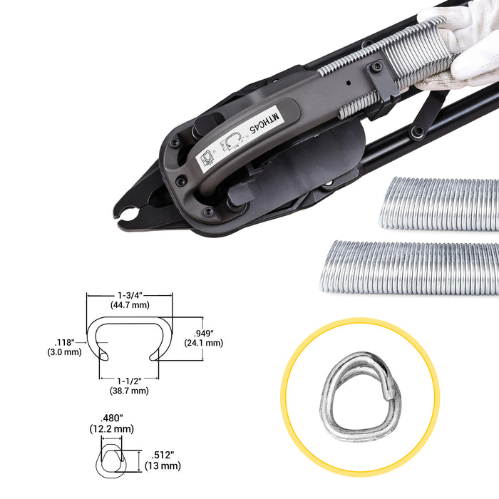 Compatible hog rings details of meite USA MTHC45 11Ga Manual Hog Ring Tool in white background