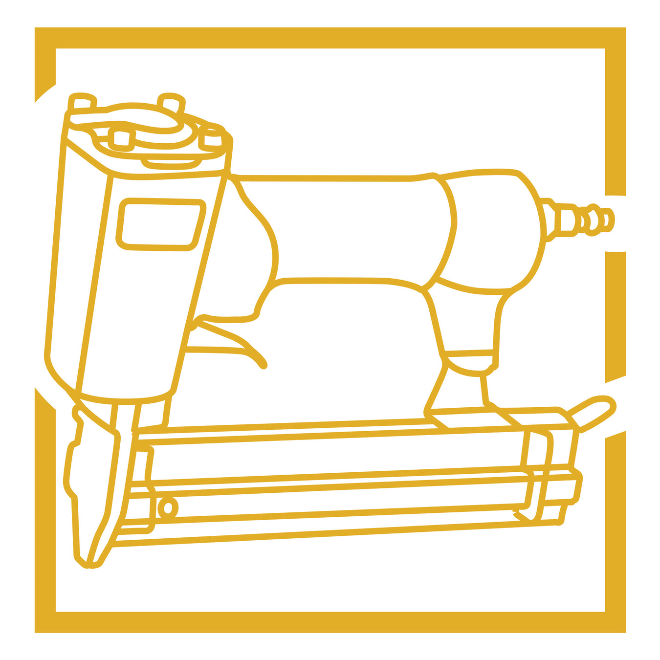 Yellow sketch illustration of a brad nailer on white background for Meite USA series page
