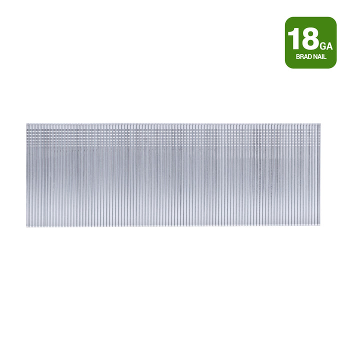 Meite USA 18 gauge 1-3/4 inch length brad nails displayed in a single strip on a white background