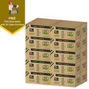 Meite USA 18 gauge 2 inch length brad nails, 20 cases at 8 boxes per case, displayed with one included 18 gauge brad nailer on a white background