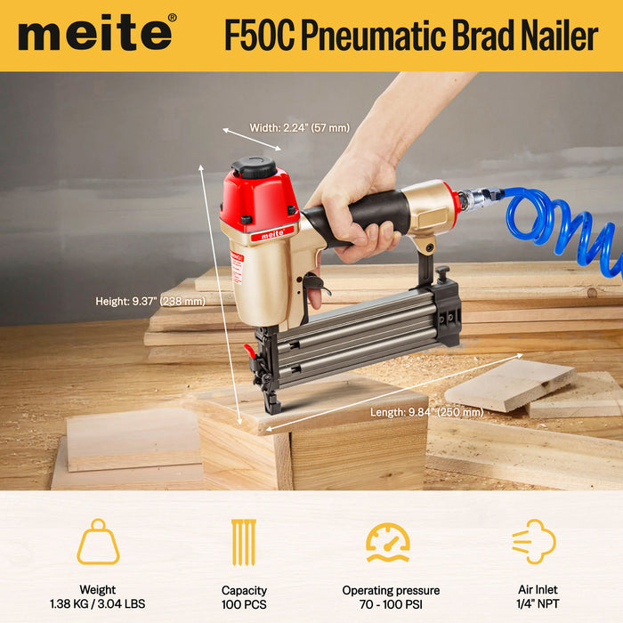 F50C 18Ga Pneumatic Brad Nailer 5/8'' to 2'' Length