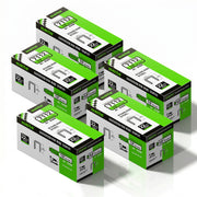 Five boxes of meite USA 22Ga 3/8 inch crown 1/2'' length 304 stainless steel upholstery staples with 10020 pieces per box, displayed on a white background