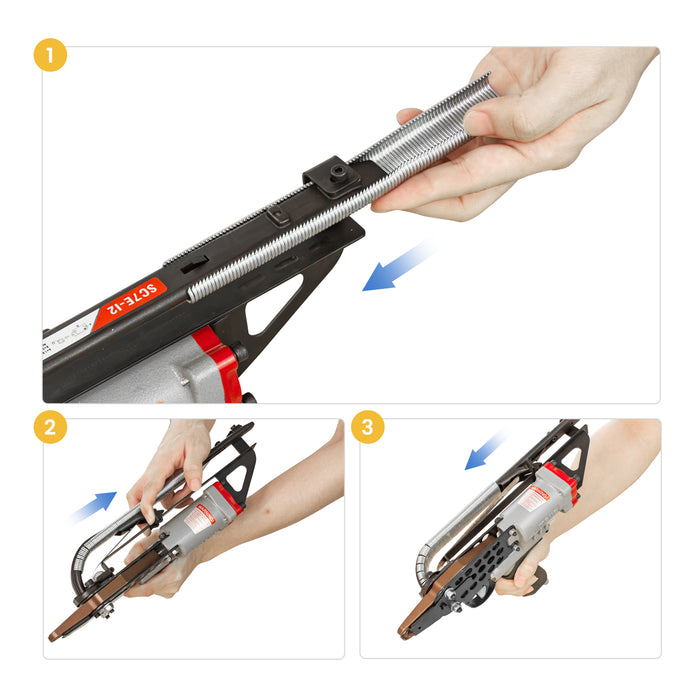 Loading nail tutorials of Meite USA SC7E-I2 15Ga 3/4" Crown Pneumatic Hog Ring Tool