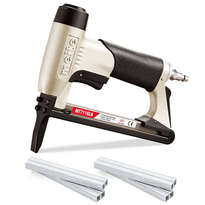 MT7116LN 22Ga Long Nose Pneumatic Upholstery Stapler with Staples
