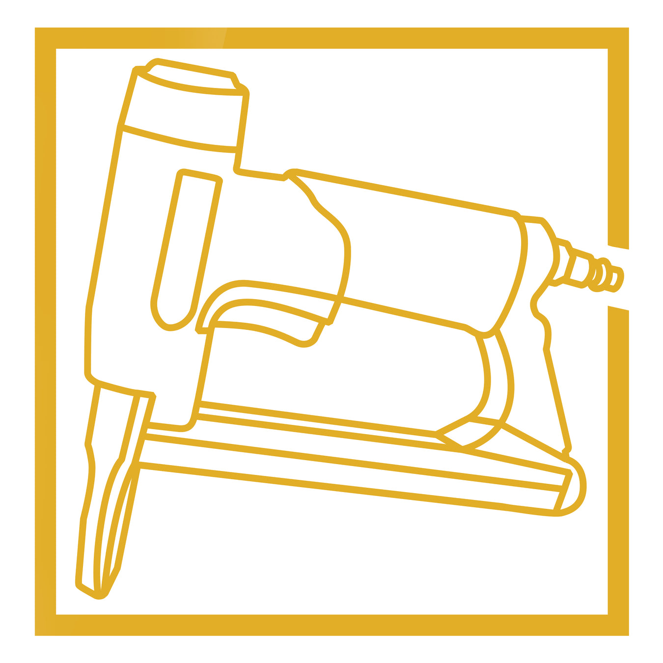 Yellow sketch illustration of a upholstery stapler on white background for Meite USA series page