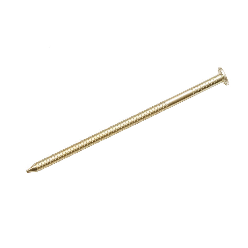 Meite USA single 28-degree 3 inch length ring shank framing nail displayed individually on a white 