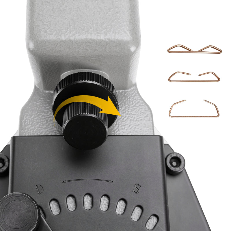 Meite USA HB3515 manual carton stapler staple adjustment mechanism close-up on a white background