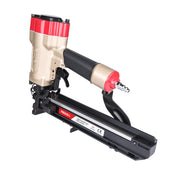 Meite USA PW2638-L 16Ga upholstery stapler rear side close-up on a white background, showing the ergonomic handle and rear housing design