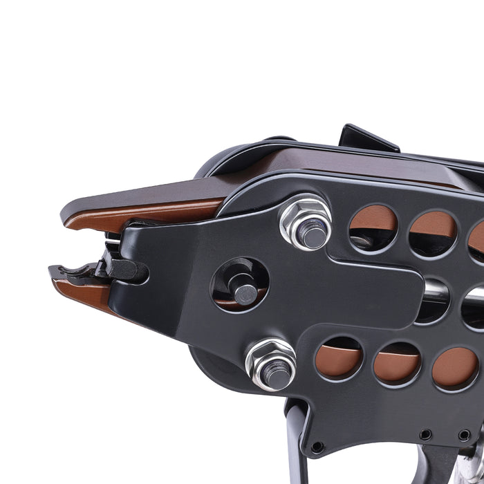 Close-up of hardened steel jaws on meite USA SC760C 16-Gauge 1/2" Crown Pneumatic Hog Ring Gun