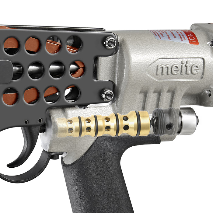 Detailed view of upgraded switch assembl Meite USA SC7E-I2 15Ga 3/4" Crown Pneumatic Hog Ring Tool