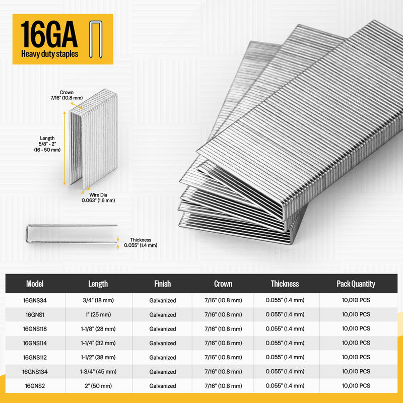 16Ga 7/16" Crown Upholstery Staples 3/4" to 2" Length