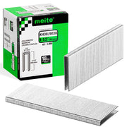 One box of meite USA 18 gauge 1/4" narrow crown 1-1/2'' length staples with 4000 pieces displayed on a white background, shown with two rows of staples in front