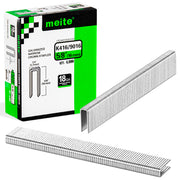 One box of meite USA 18 gauge 1/4" narrow crown 5/8'' length staples with 4000 pieces displayed on a white background, shown with two rows of staples in front